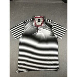 Kenneth Cole Golf Mens XL Polo Shirt Navy White Striped Performance KQ9E51JR5N6